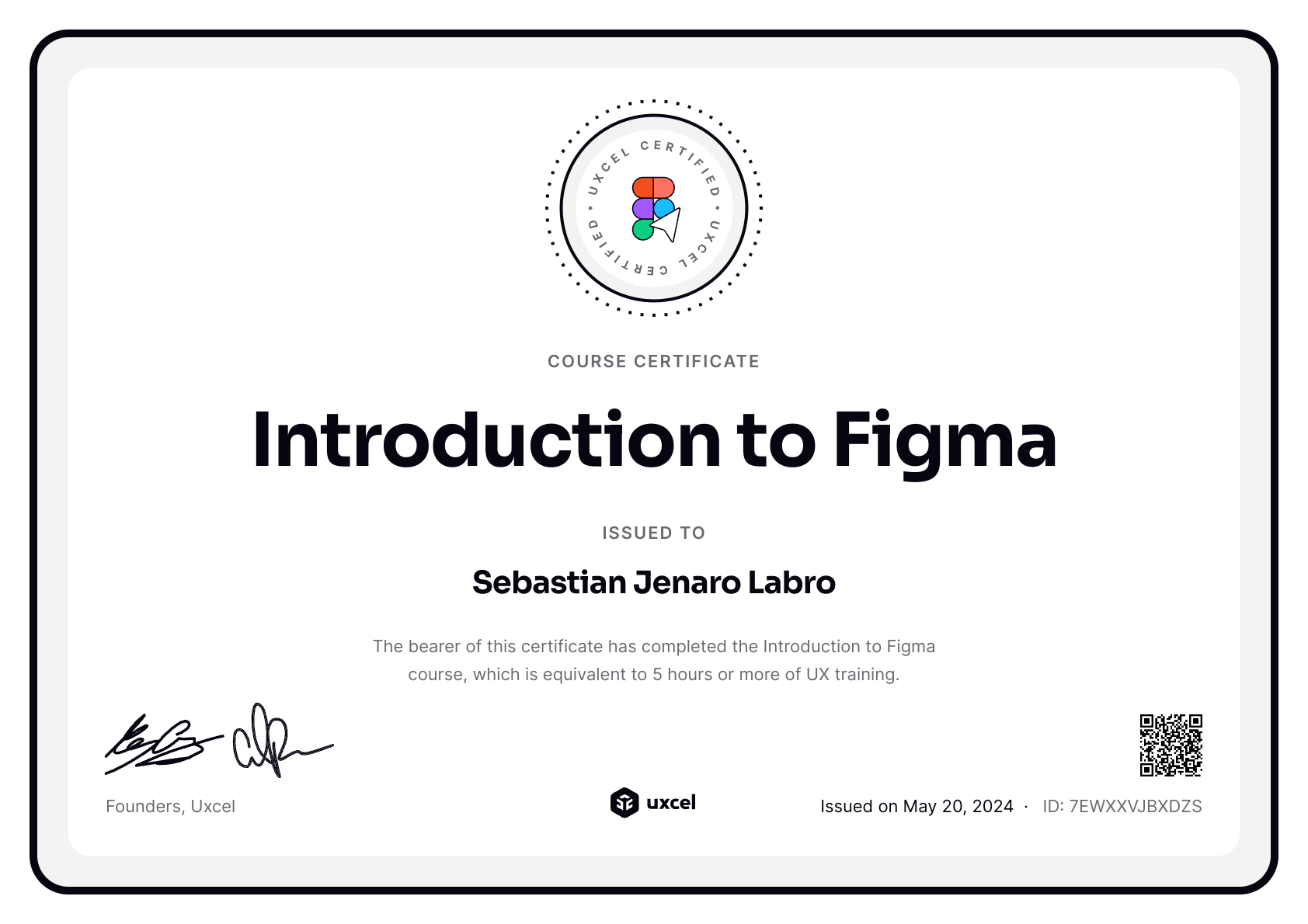 Sebastian's certificate